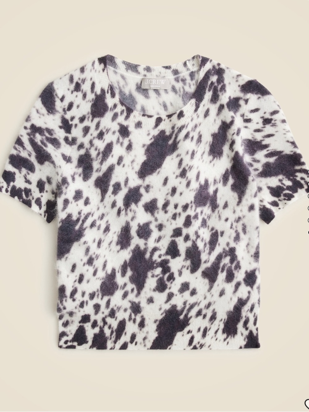 NWT J.Crew Brushed Cashmere T-Shirt in Cow Print - Picture 3 of 11